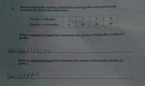 5. Nancy counted the number of butterflies in her garden every month and recorded the data in the t