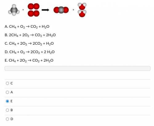 Type the letter of the correct answer in the blank space. The image shows the combustion of methane.