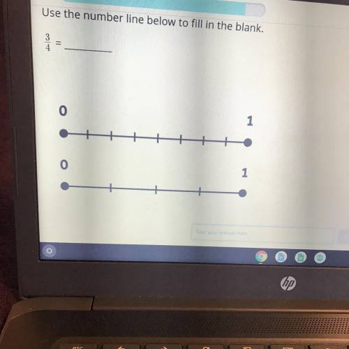 Use the number line below to fill in the blank.
3/4