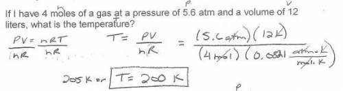 If I have 5.2 moles of gas at a pressure of 1.9 atm and at a temperature of 46 °C, what is the volum