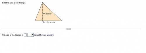 Find the area of the triangle.
The area of the triangle is _ (Simplify your answer.)