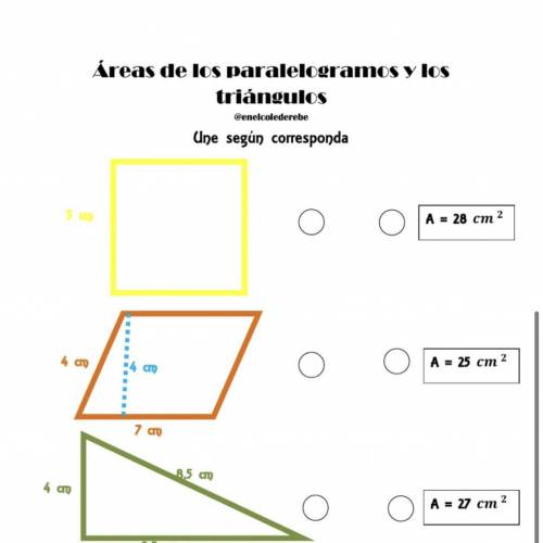 Perímetros de lo paralelogramos y los triángulos unir con línea según corresponda