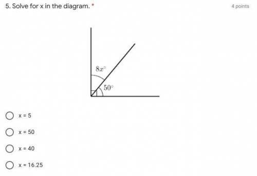 Solve for x in the diagram
Please solve now I need it this second