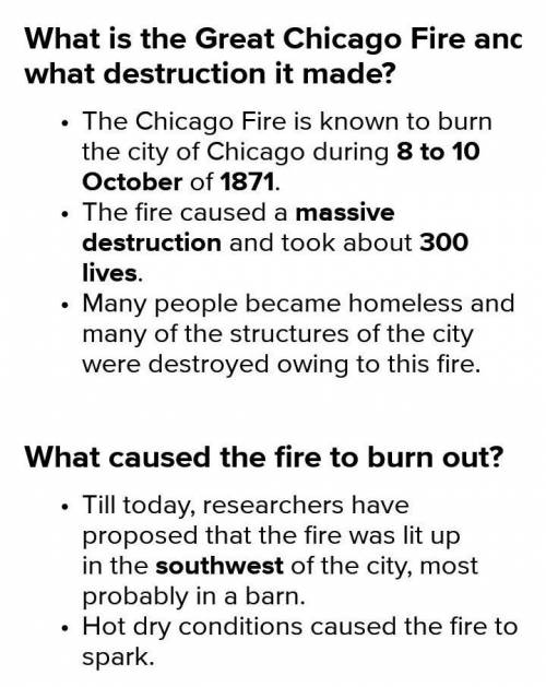 Write an informative essay on the Great Chicago Fire. Your essay will use research to explain what c