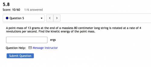 A point-mass of 13 grams at the end of a massless 80 centimeter long string is rotated at a rate of