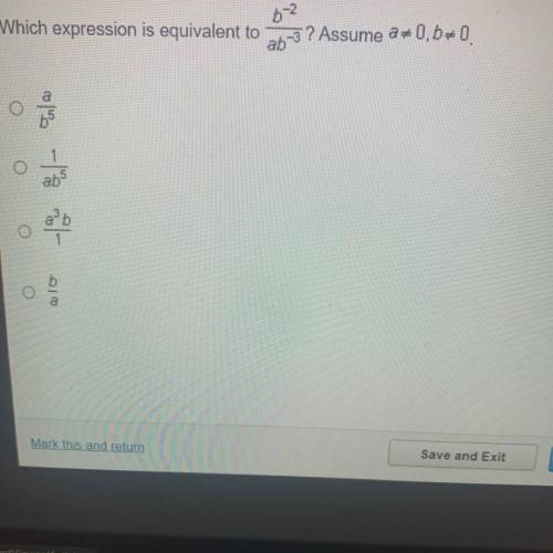 62

Which expression is equivalent to
ab-3? Assume a 0,5.
o
o
lg - 0
o
10
o