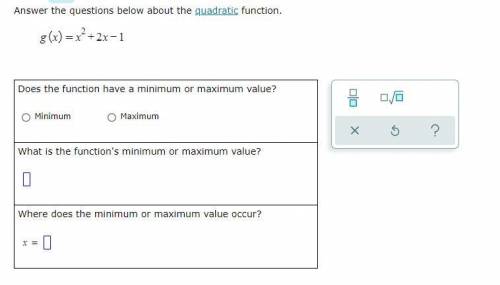BRAINLIEST FOR RIGHT ANSWER.
Answer the questions below about the quadratic function.