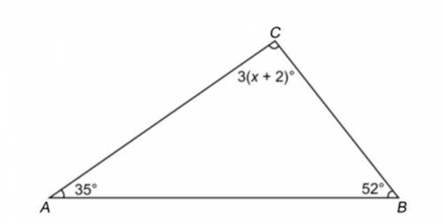 Triangle ABC has angle measures as shown below. Using the information in the diagram, and the value