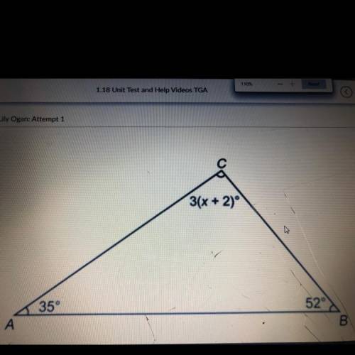 This is the same triangle you used for Question 2.

Triangle ABC has angle measures as shown below