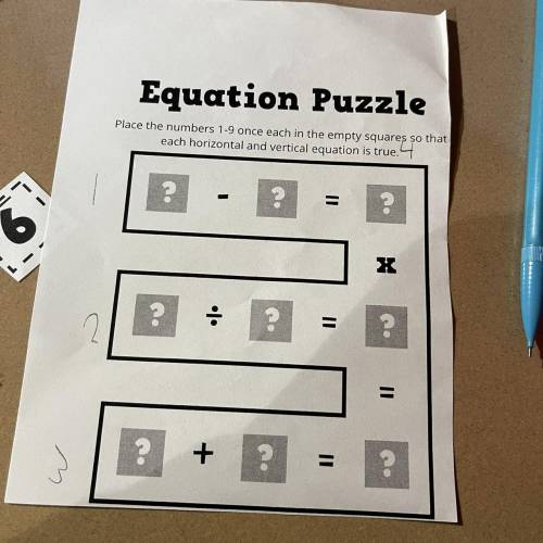 Equation Puzzle

Place the numbers 1-9 once each in the empty squares so that each horizontal and