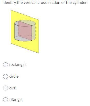 Identify the vertical cross section of the cylinder.

A). rectangle
B). circle
C). oval
D). triang