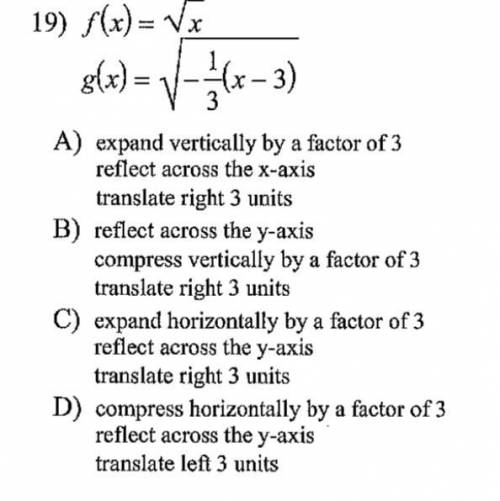 Describe the transformations necessary to transform the graph of f(x) into that of g(x)

Choose an