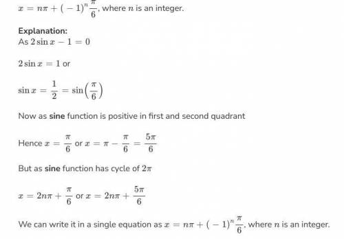 2sinx-1= 0
Pls help me solve