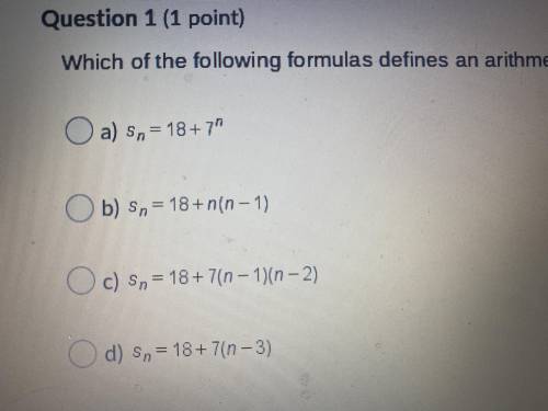 Which of the following formulas defines an arithmetic sequence? (Please look at my other questions)