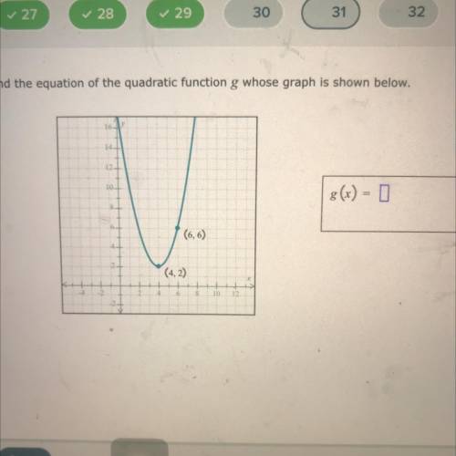 Find the equation of the quadratic function g whose graph is shown below.

16
12
TO
| g(x) = 0
(6,
