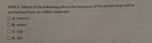APPLY Which of the following affects the sequence of the protein that will be synthesized from an m