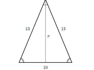 Find the value of xxx in the isosceles triangle shown below.

A:√194
B:√65
C:√130
D: 12
