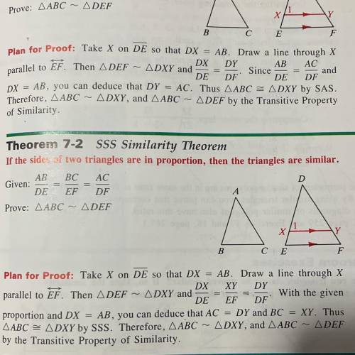Theorem 7-2 SSS Similarity Theorem

If the sides of two triangles are in proportion, then the tria