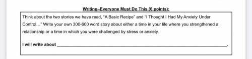 Think about the two stories we have read, “A Basic Recipe” and “I Thought I Had My Anxiety Under Co
