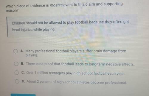 PLEASE HELP ME piece of evidence is most relevant to this claim and supporting reason? Children sho