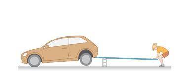 You've got a flat tire. To lift your car, you make a homemade lever (see the figure (Figure 1)). A