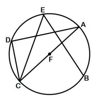 What is the measure of angle ADC in circle F?