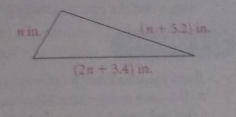 The perimeter of the triangle at the right is 22.6 in. What is the value of n?

A. 3.5
B. 4.6
C. 7