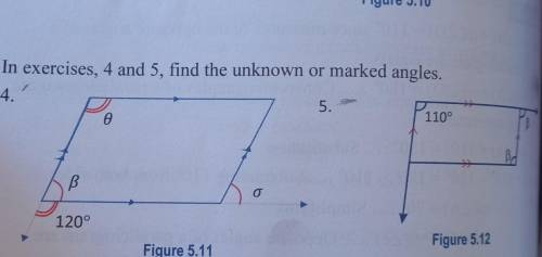 In exercises, 4 and 5, find the unknown or marked angles.
