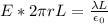 E * 2\pi rL = \frac{\lambda L}{\epsilon_0}