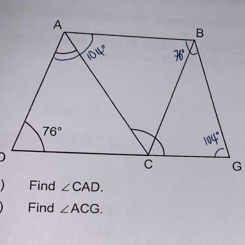 WILL GIVE BRAINLIEST !! I NEED HELP ASAP

In the figure, ABCD is a rhombus.BG and DCG are straight