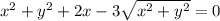 x^2+y^2+2x-3\sqrt{x^2+y^2}=0