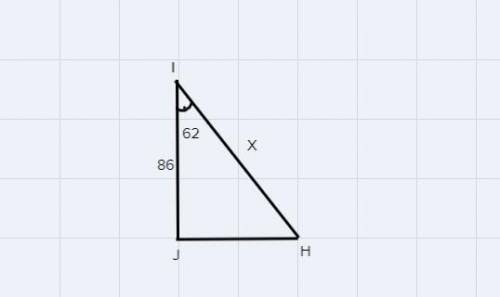 In ΔHIJ, the measure of ∠J=90°, the measure of ∠I=62°, and IJ = 86 feet. Find the length of HI to th